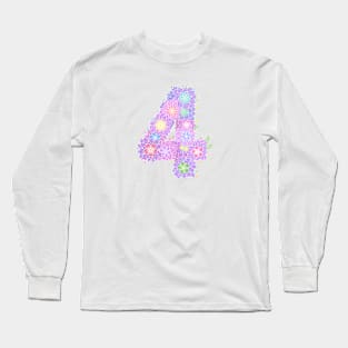 "4" Floral Letter Number Long Sleeve T-Shirt